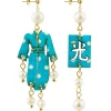 Lebole Maison Orecchini Kimono Mini Pois Azzurro Perla