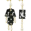Lebole Maison Orecchini Kimono Mini Pois Nero Perla