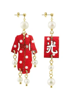 Lebole Maison Orecchini Kimono Mini Pois Rosso Perla