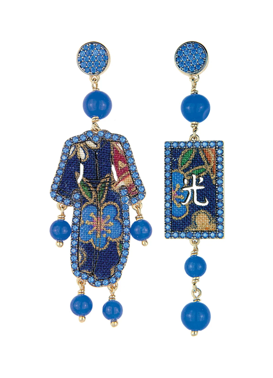 Lebole Maison Orecchini Kimono Must Tessuto Blu