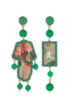 Lebole Maison Orecchini Kimono Must Tessuto Verde
