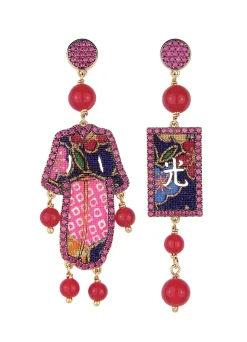 Lebole Maison Orecchini Kimono Must Tessuto Rubino