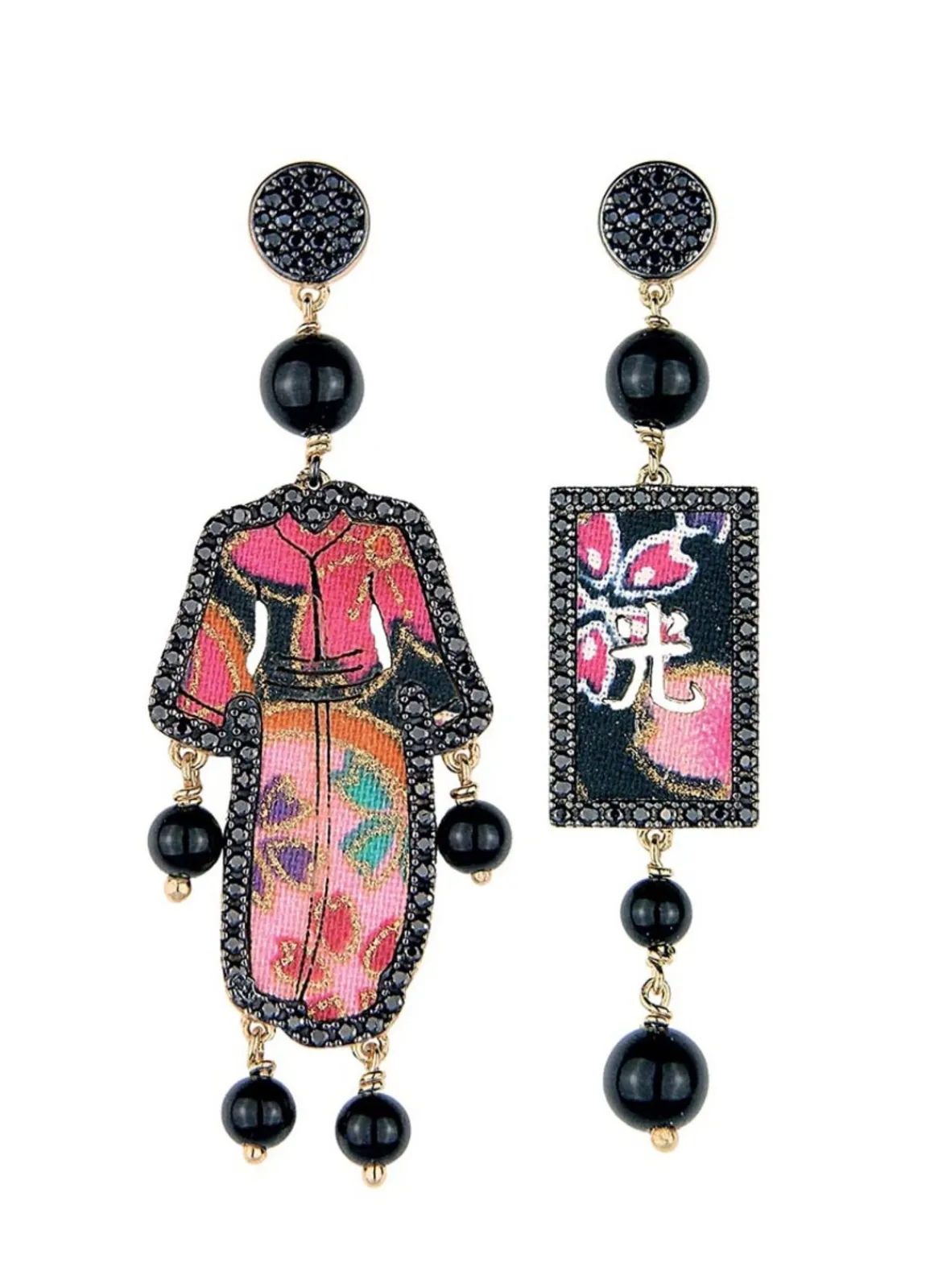 Lebole Maison Orecchini Kimono Must Tessuto Nero