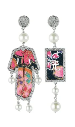 Lebole Maison Orecchini Kimono Must Tessuto Perla