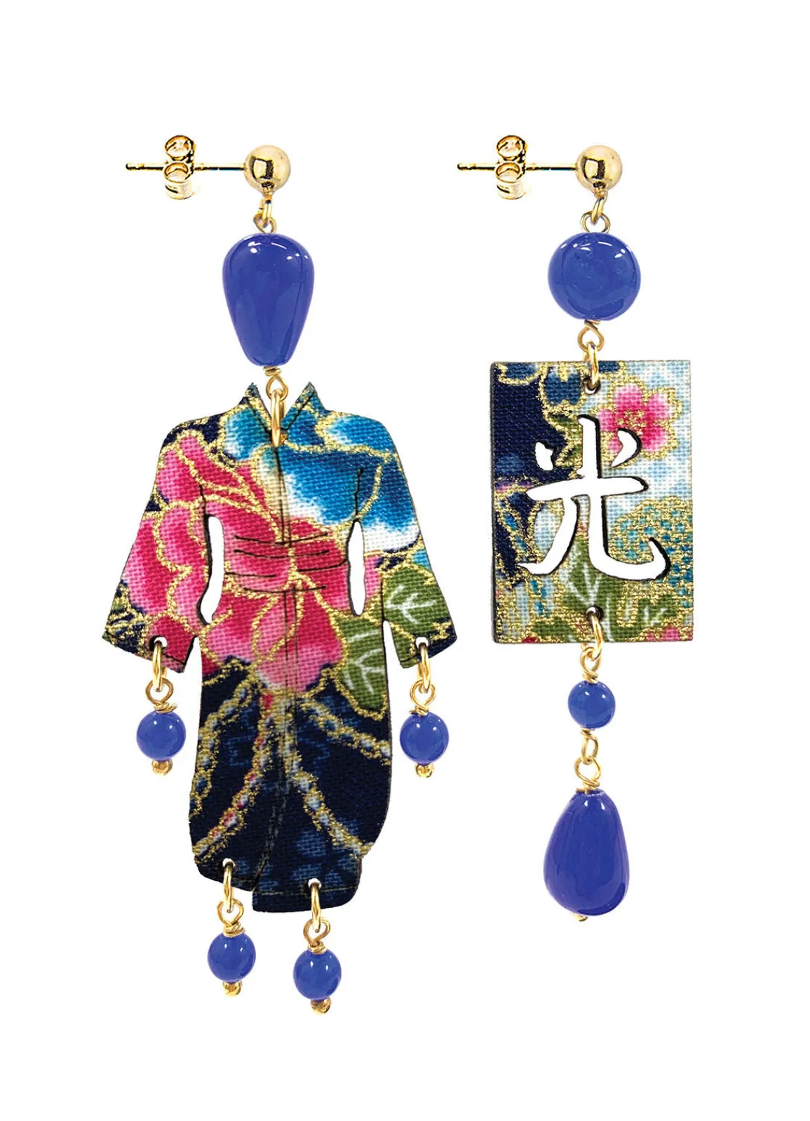 Lebole Maison Orecchini Kimono Piccolo Blu