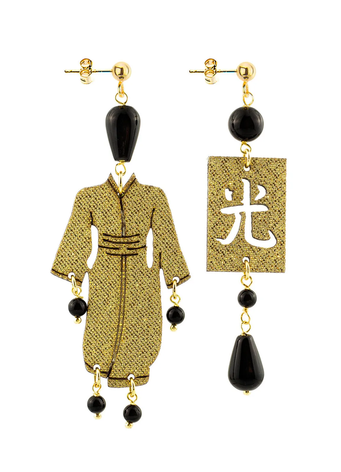Lebole Maison Orecchini Kimono Piccolo Oro Nero