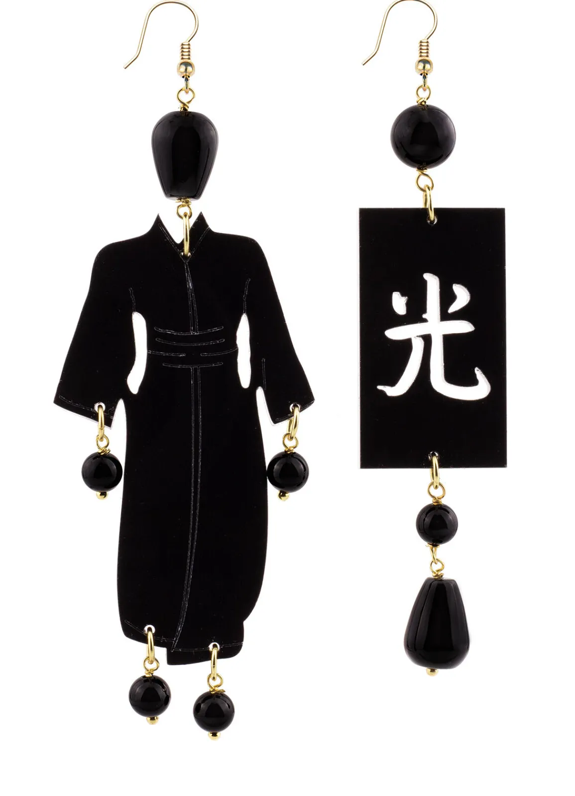 Lebole Maison Orecchini Kimono Plexi Grande Nero