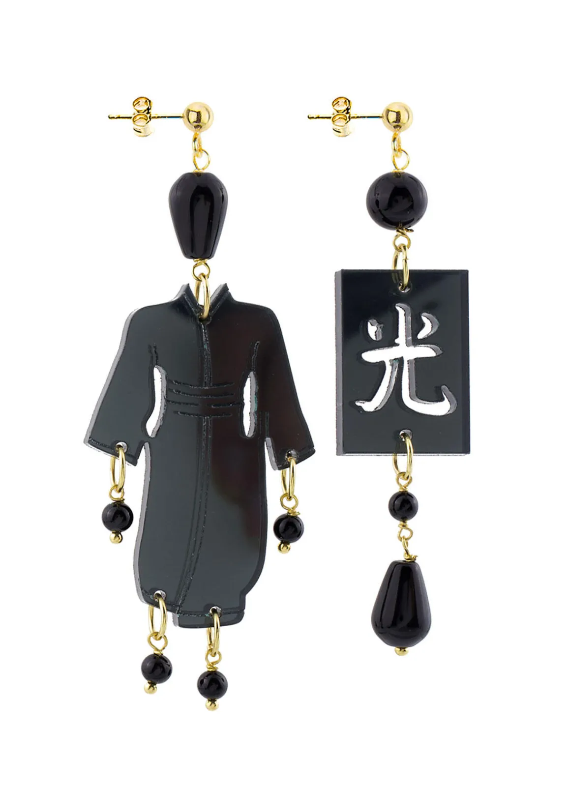 Lebole Maison Orecchini Kimono Plexi Piccolo Nero