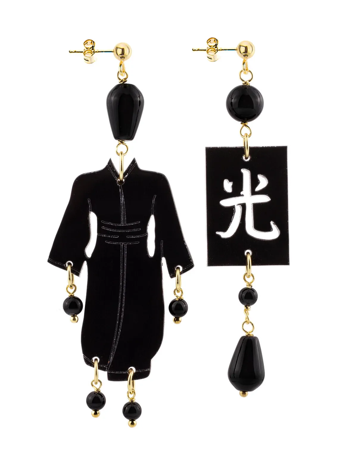 Lebole Maison Orecchini Kimono Plexi Piccolo Nero