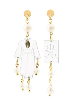 Lebole Maison Orecchini Kimono Plexi Trasparente Mini Perla