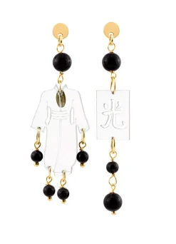 Lebole Maison Orecchini Kimono Plexi Trasparente Mini Nero