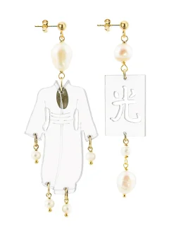 Lebole Maison Orecchini Kimono Plexi Trasparente Piccolo Perla