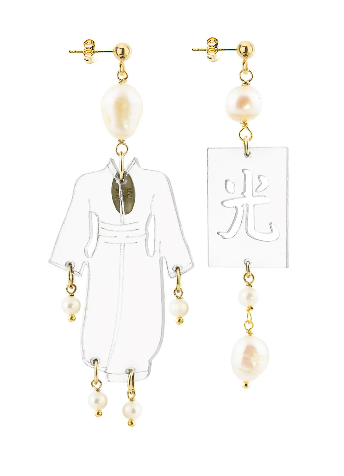 Lebole Maison Orecchini Kimono Plexi Trasparente Piccolo Perla