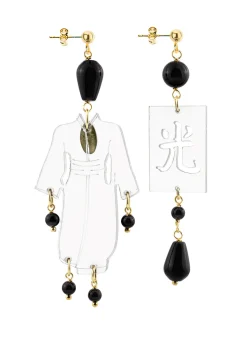 Lebole Maison Orecchini Kimono Plexi Trasparente Piccolo Nero