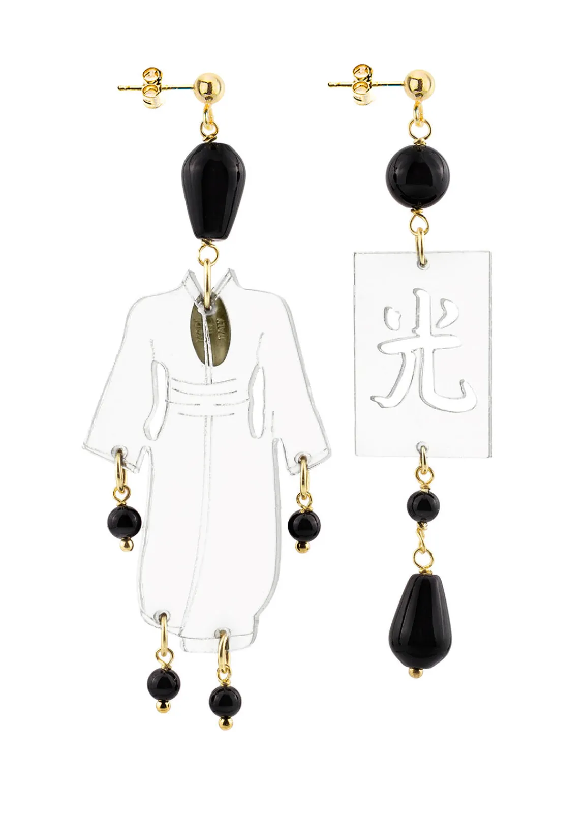 Lebole Maison Orecchini Kimono Plexi Trasparente Piccolo Nero