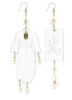 Lebole Maison Orecchini Kimono Plexi Trasparente Grande Perla