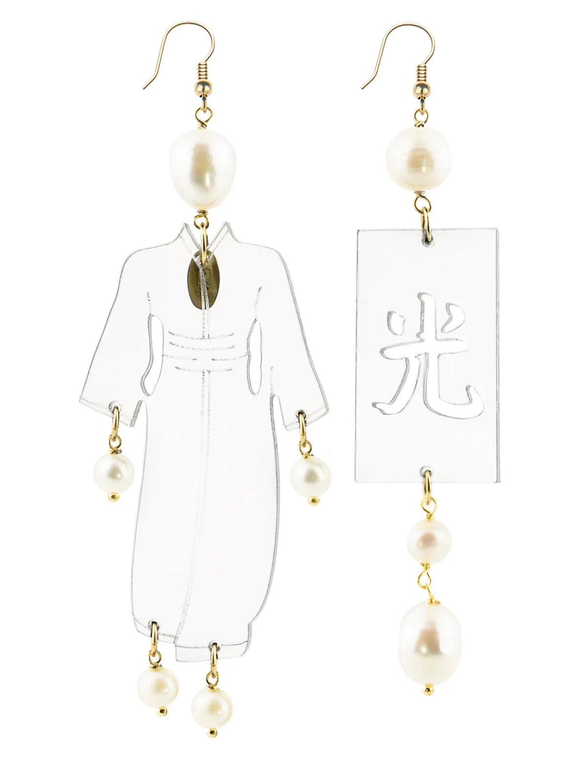 Lebole Maison Orecchini Kimono Plexi Trasparente Grande Perla