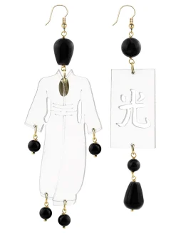 Lebole Maison Orecchini Kimono Plexi Trasparente Grande Nero