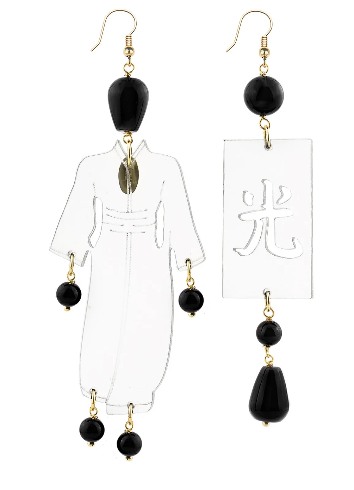 Lebole Maison Orecchini Kimono Plexi Trasparente Grande Nero
