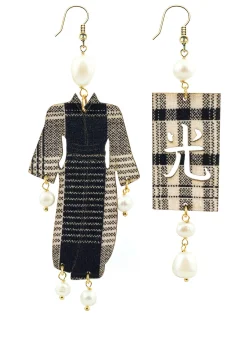 Lebole Maison Orecchini Kimono Quadretto Grande Perla