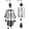 Lebole Maison Orecchini Kimono Quadretto Piccolo Nero