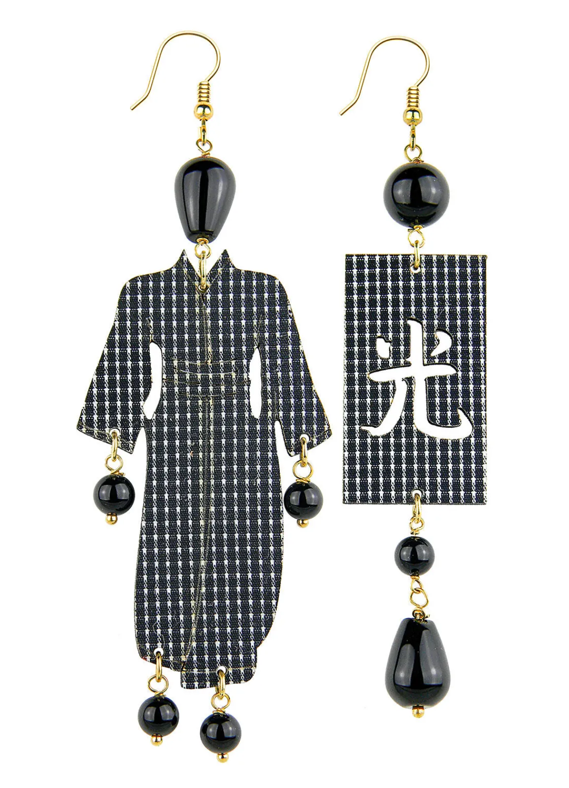 Lebole Maison Orecchini Kimono Riga Grande Nero