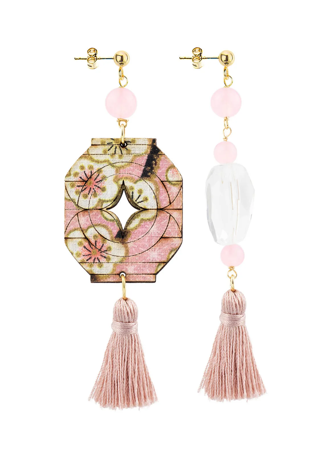 Lebole Maison Orecchini Lanterna E Pietre Nappa Rosa