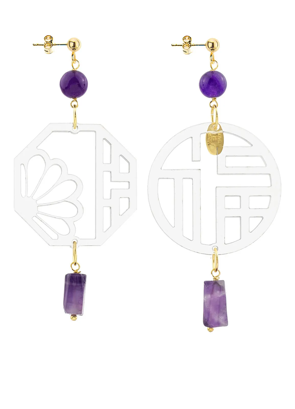 Lebole Maison Orecchini Lu Plexi Trasparente Pietra Viola