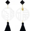 Lebole Maison Orecchini Lu Plexi Trasparente Nappa Nero