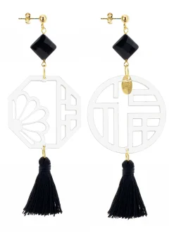Lebole Maison Orecchini Lu Plexi Trasparente Nappa Nero