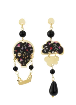 Lebole Maison Orecchini Mongolfiera Argento Mini Nero