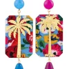Lebole Maison Orecchini Palma Fiori Azzurro E Fucsia