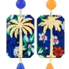 Lebole Maison Orecchini Palma Fiori Blu E Arancio