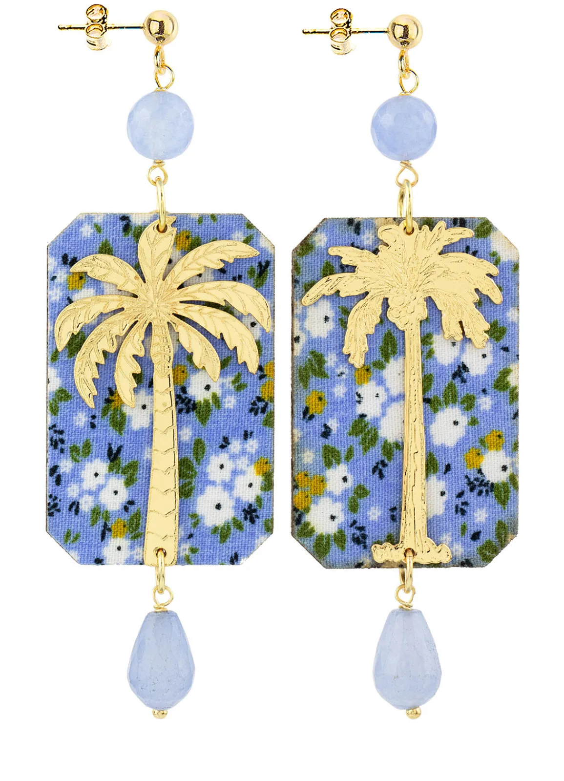 Lebole Maison Orecchini Palma Fiori Celeste Sfaccettato