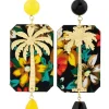 Lebole Maison Orecchini Palma Fiori Giallo E Nero