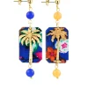 Lebole Maison Orecchini Palma Fiori Mini Blu E Arancio