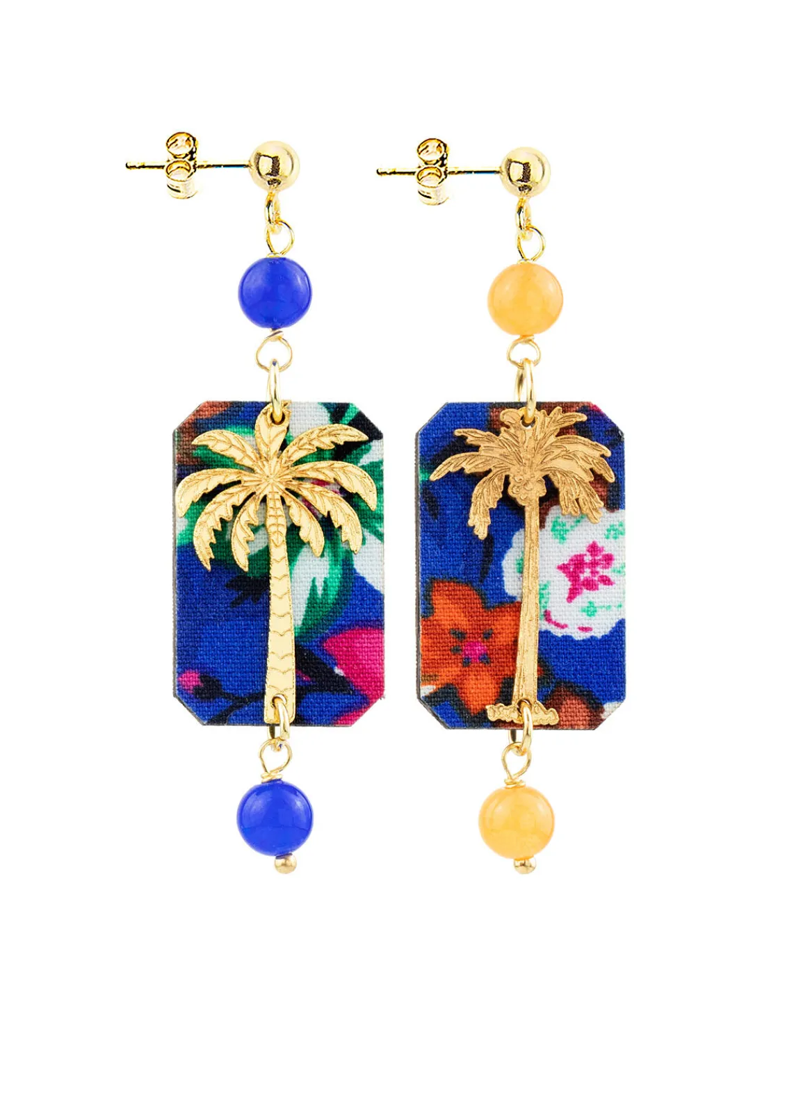 Lebole Maison Orecchini Palma Fiori Mini Blu E Arancio