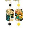 Lebole Maison Orecchini Palma Fiori Mini Giallo E Nero
