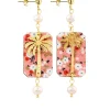 Lebole Maison Orecchini Palma Fiori Mini Perla Rosa