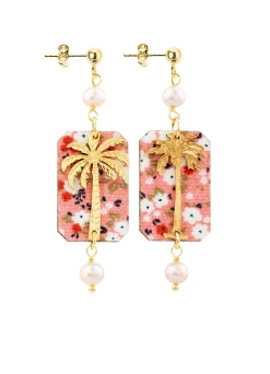 Lebole Maison Orecchini Palma Fiori Mini Perla Rosa