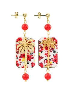 Lebole Maison Orecchini Palma Fiori Mini Rubino