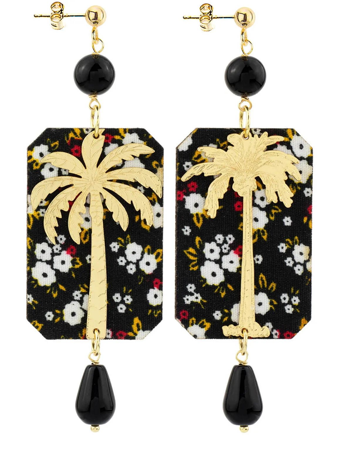Lebole Maison Orecchini Palma Fiori Nero