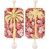 Lebole Maison Orecchini Palma Fiori Perla Rosa