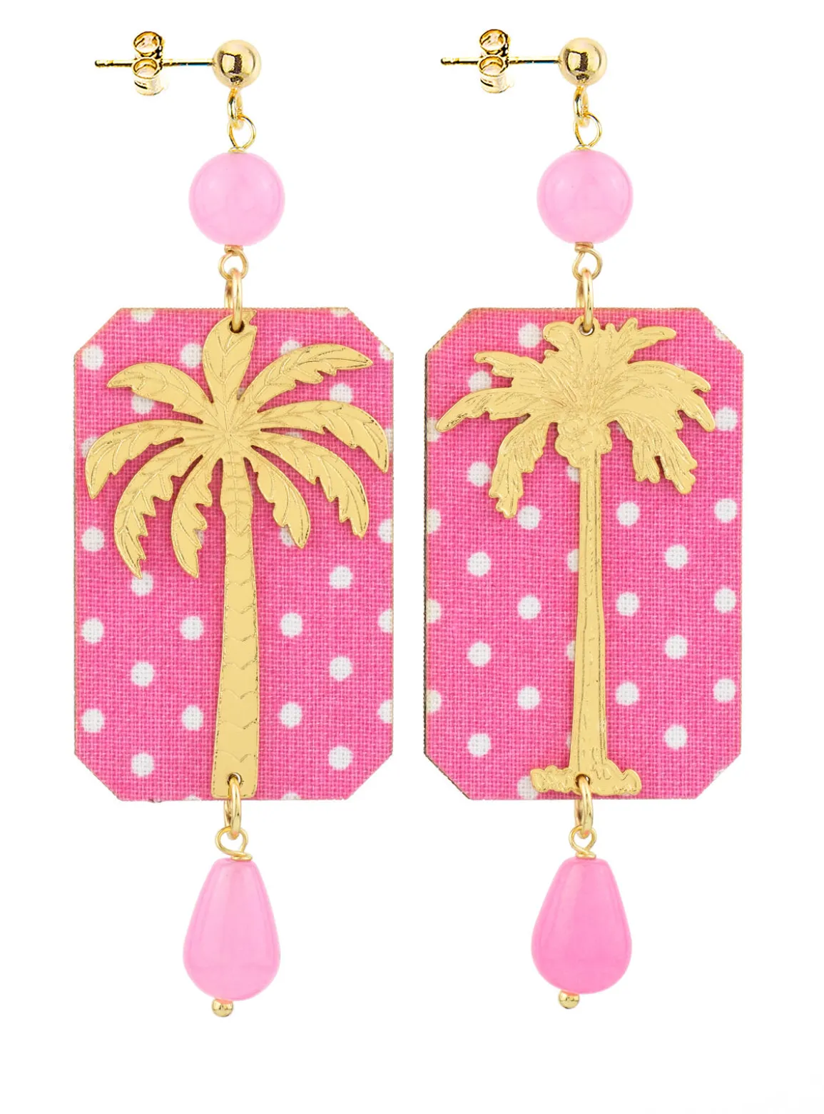 Lebole Maison Orecchini Palma Pois Rosa Fluo