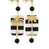 Lebole Maison Orecchini Palma Righe Mini Nero