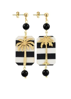 Lebole Maison Orecchini Palma Righe Mini Nero