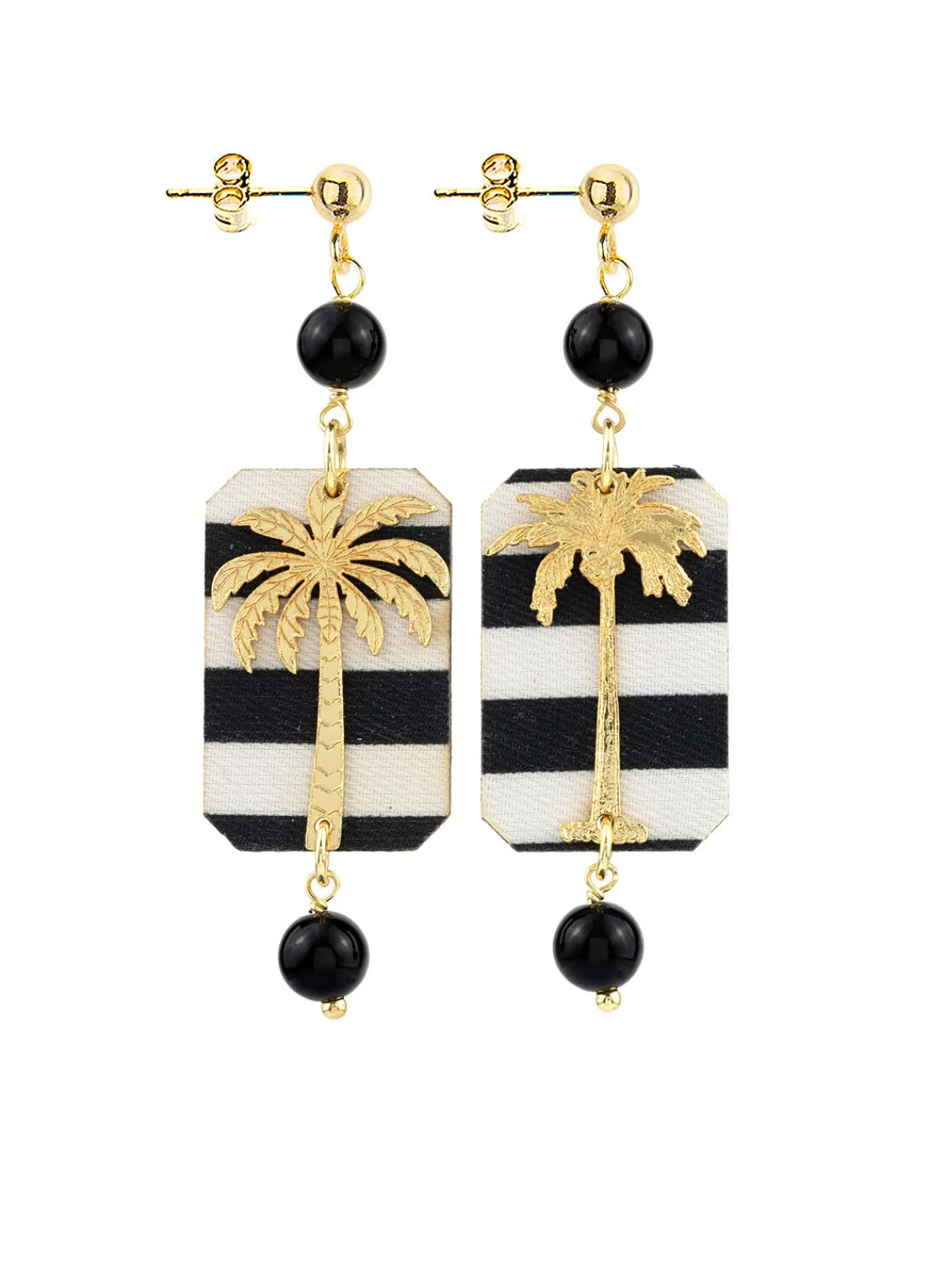 Lebole Maison Orecchini Palma Righe Mini Nero