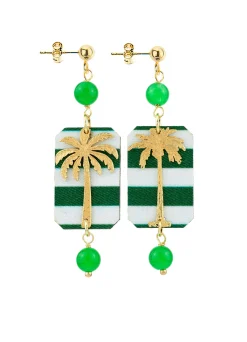 Lebole Maison Orecchini Palma Righe Mini Verde