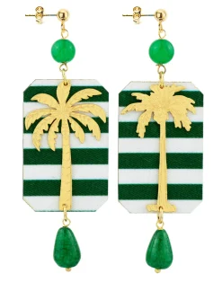Lebole Maison Orecchini Palma Righe Verde