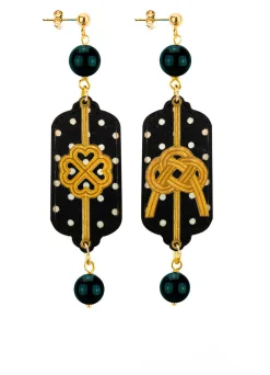 Lebole Maison Orecchini Pois Quadrifoglio E Nodo Mini Nero